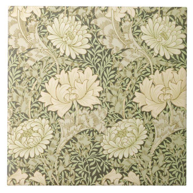 Chrysanthemum Blume Pattern (von William Morris) Fliese (Vorderseite)