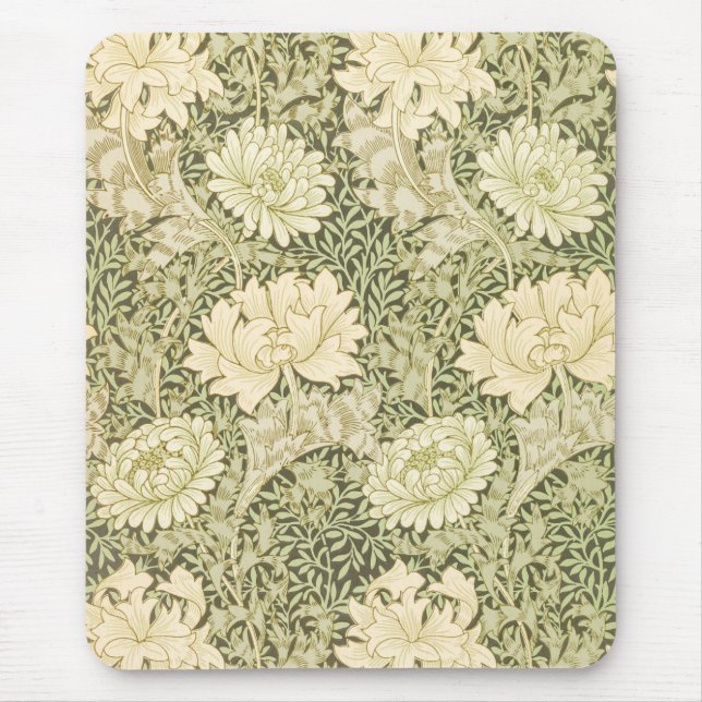 Chrysanthemum Blume Pattern (von William Morris) Mousepad (Vorne)