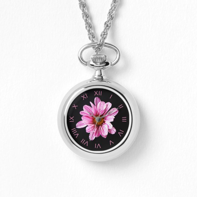 Chrysanthemum Blume Rosa Roman Num waa Armbanduhr (Vorderseite)