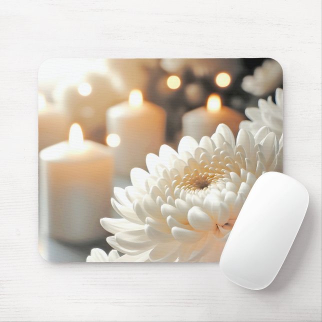 Chrysanthemum Blume und Kerzen Mousepad (Mit Mouse)