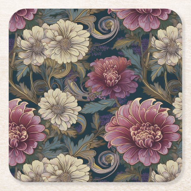 Chrysanthemum Coaster Rechteckiger Pappuntersetzer (Vorderseite)