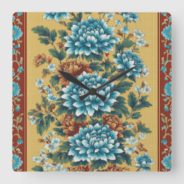 Chrysanthemum Elegy Quadratische Wanduhr