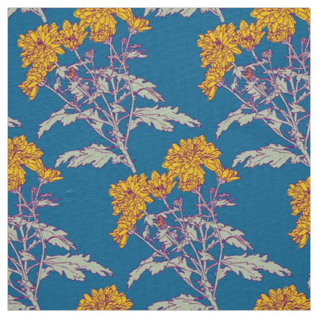 Chrysanthemum goldgelb zeichnend Stoff (Muster)