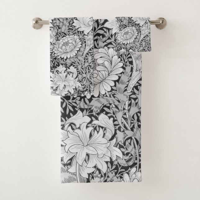 Chrysanthemum Gray, William Morris Badhandtuch Set (Insitu)
