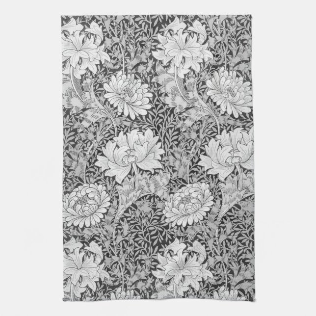 Chrysanthemum Gray, William Morris Geschirrtuch (Vertikal)