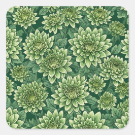 Chrysanthemum grüne Blume Quadratischer Aufkleber