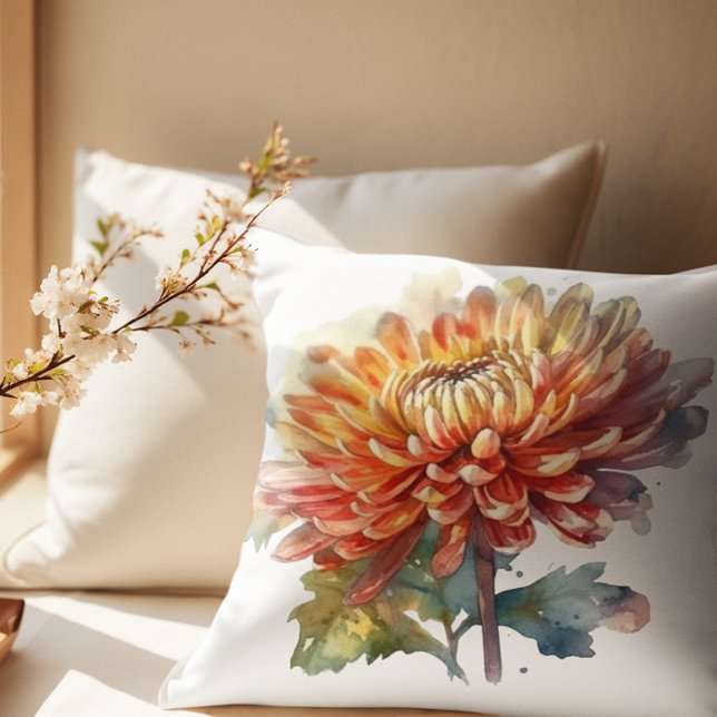 Chrysanthemum in Gelb und Orange Kissen (Von Creator hochgeladen)