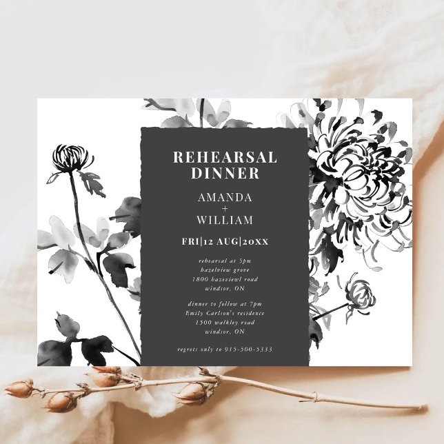 Chrysanthemum Ink Art Probe Abendessen Einladung (Von Creator hochgeladen)