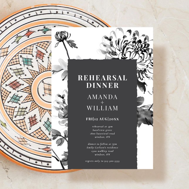 Chrysanthemum Ink Art Probe Abendessen Einladung (Von Creator hochgeladen)