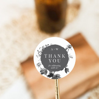 Chrysanthemum Ink Art Round Sticker