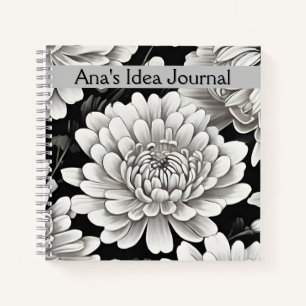 Chrysanthemum Journal mit Schwarzweißfarben Notizbuch