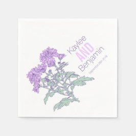 Chrysanthemum lila Blumen Hochzeitsernähte Serviette