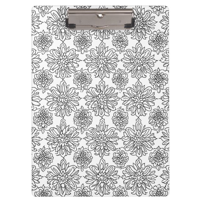 Chrysanthemum Line Art Klemmbrett (Vorderseite)