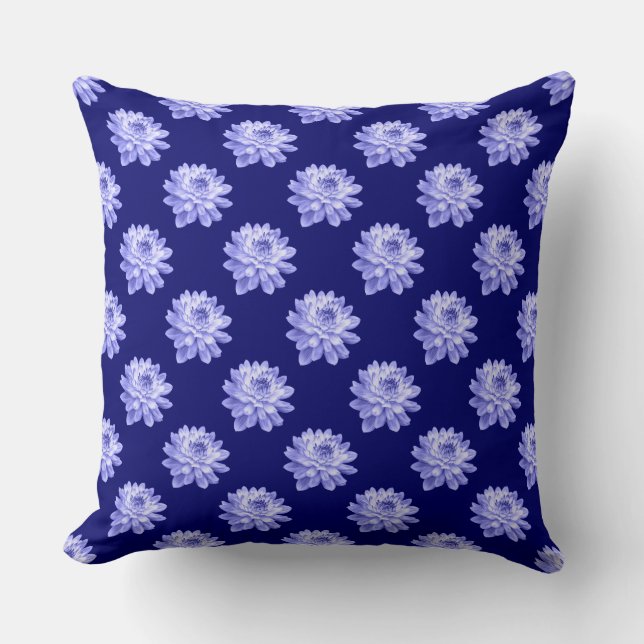 Chrysanthemum Pattern - Deep Navy Blue Kissen (Vorderseite)