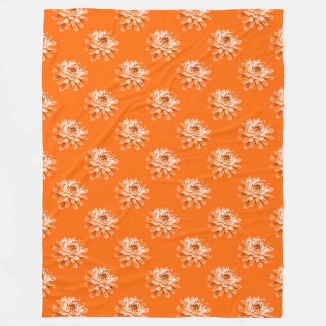 Chrysanthemum Pattern - Orange Fleecedecke (Vorderseite)