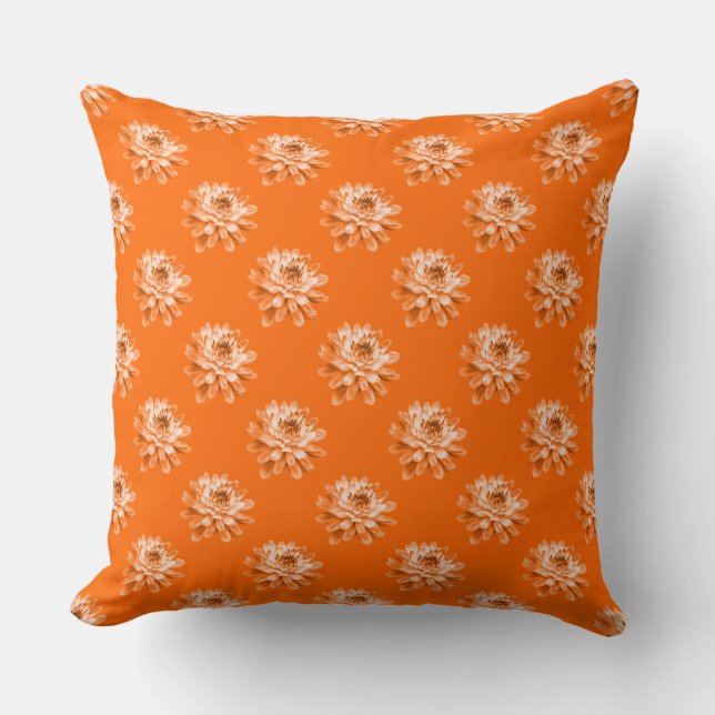 Chrysanthemum Pattern - Orange Kissen (Vorderseite)
