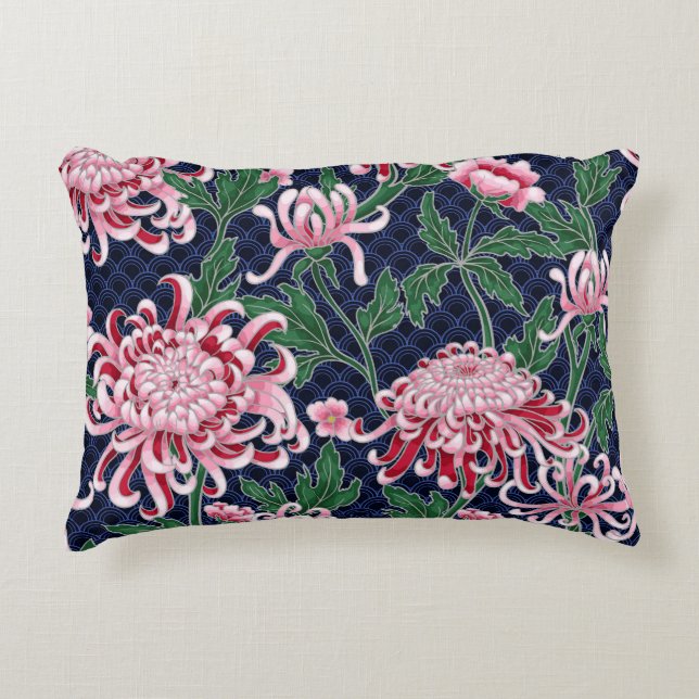 Chrysanthemum Peonies Vintag Pattern Dekokissen (Vorderseite)