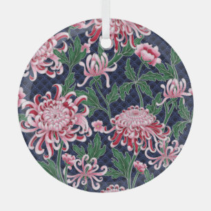 Chrysanthemum Peonies Vintag Pattern Ornament Aus Glas