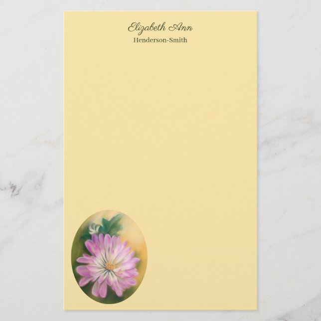 Chrysanthemum Pink und Cream Floral Pastel Briefpapier (Vorderseite)