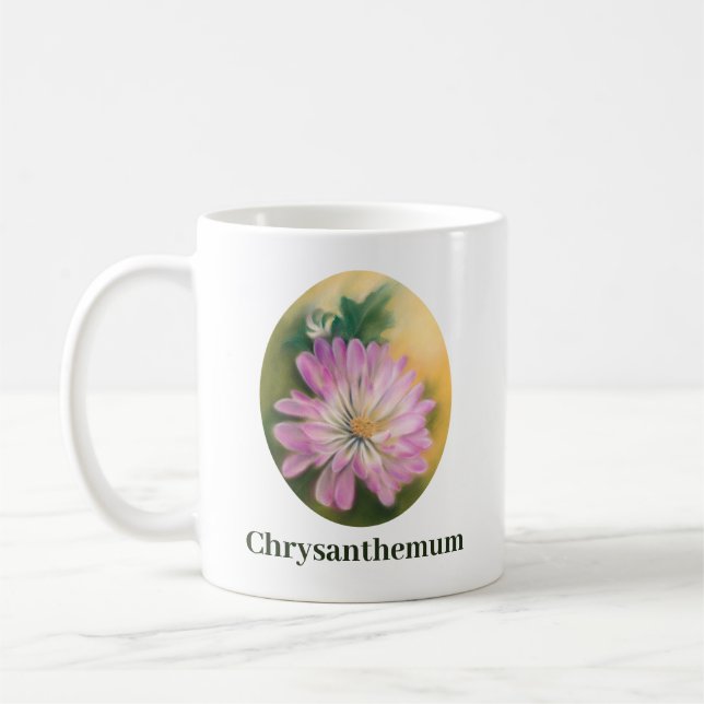 Chrysanthemum Pink und Cream Pastel Floral Kaffeetasse (Links)