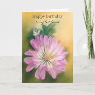 Chrysanthemum Pink und Creme Floral Geburtstag Karte