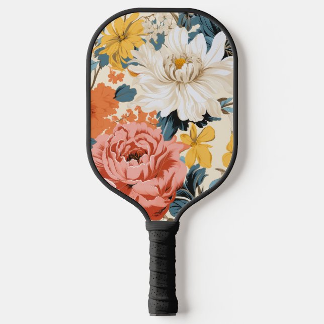 Chrysanthemum Retro Blume Pickleball Schläger (Vorderseite)