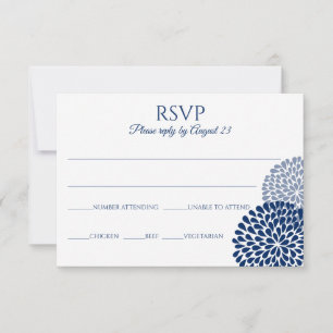 Chrysanthemum RSVP Postkarte   Marineblau