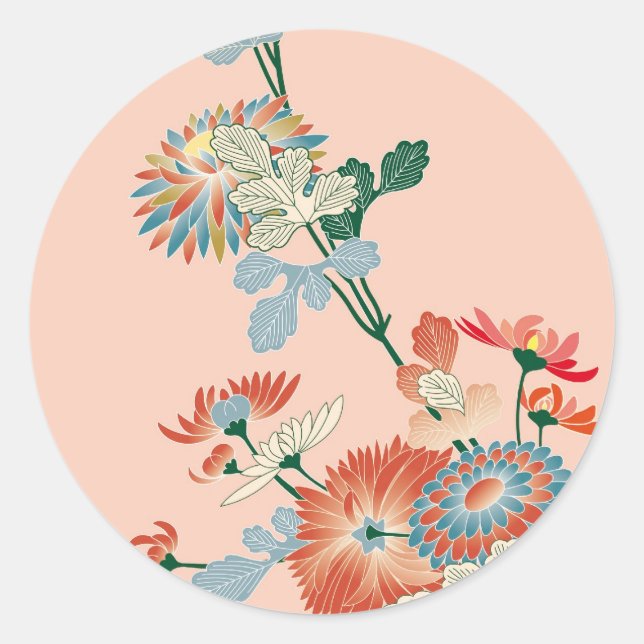 Chrysanthemum Runder Aufkleber (Vorderseite)