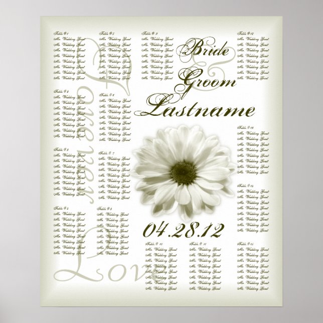 Chrysanthemum Wedding Guest Seating Chart Poster (Vorne)