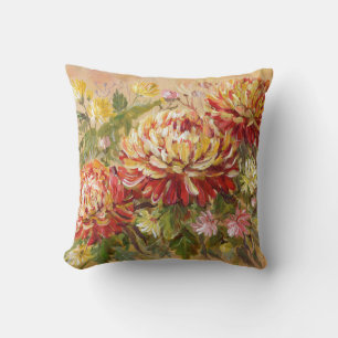 Chrysanthemum Wiese: Akryllische Handmalerei. Kissen