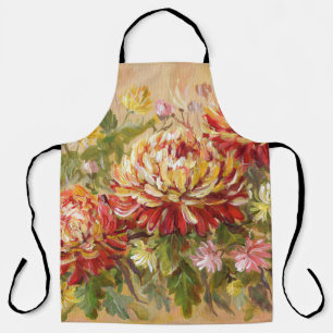 Chrysanthemum Wiese: Akryllische Handmalerei. Schürze