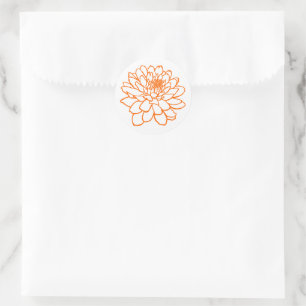 Chrysanthemum Zeichnend - Orange auf Weiß Runder Aufkleber