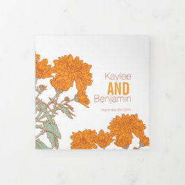 Chrysanthemumorange Blume zeichnend Dreifach-gefaltete Programmkarte