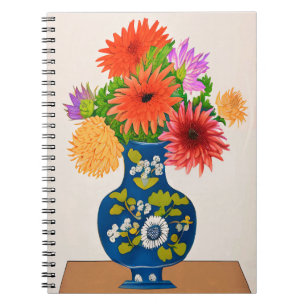 Chrysanthemums in a Blue Chinese Vase Notizblock