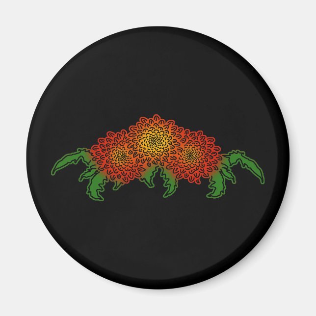 Chrysanthemums Motif Magnet (Vorne)
