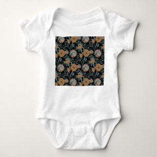 Chrysanthemums Schwarzer Hintergrund, floral Vinta Baby Strampler