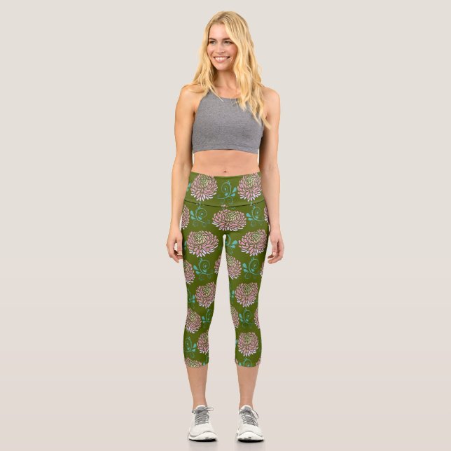 chrysanthemums swirls capri leggings (Vorderseite)