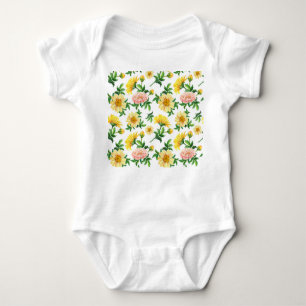 Chrysanthemums Wasserfarbe: Nahtloses Blumendesign Baby Strampler