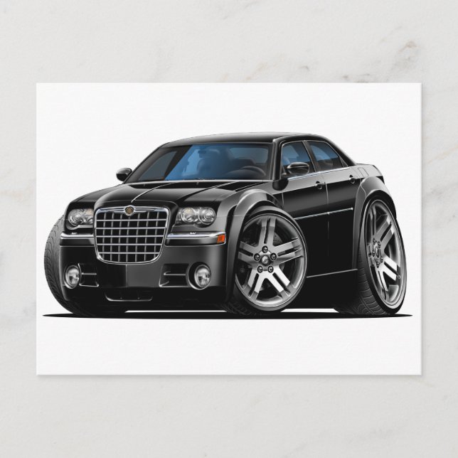 Chrysler 300 Black Car Postkarte (Vorderseite)