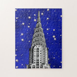 Chrysler Building Kuppel und ein sternenklarer bla Puzzle