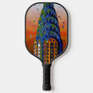 Chrysler Gebäude #5 - Psychedelic Style Pickleball Schläger