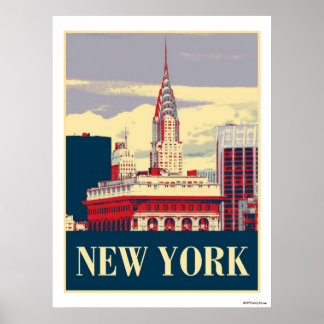 Chrysler-Gebäude in Red White Blue Poster