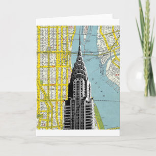 Chrysler-Gebäude mit Kartenhintergrund Karte
