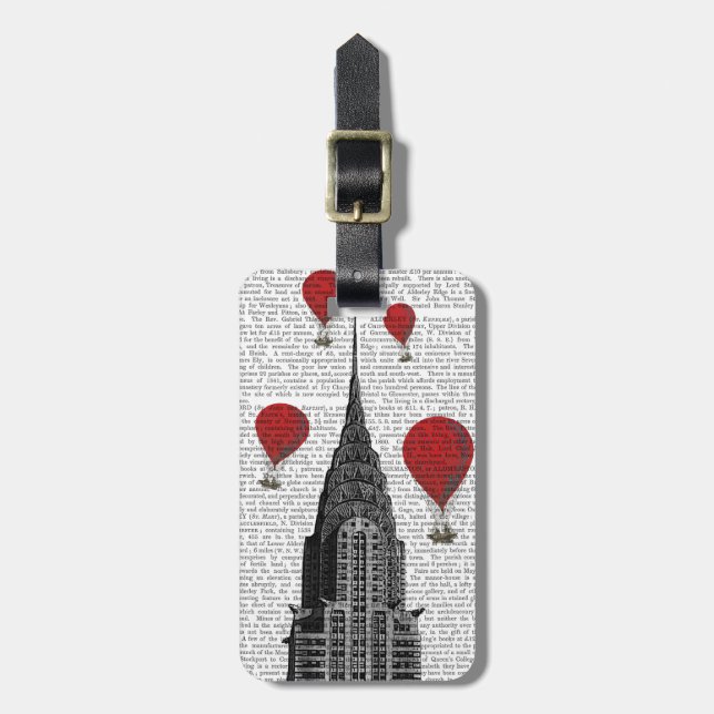 Chrysler Gebäude und Red Hot Air Balloons Gepäckanhänger (Vorderseite vertikal)