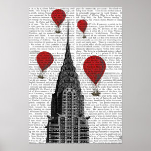 Chrysler Gebäude und Red Hot Air Balloons Poster