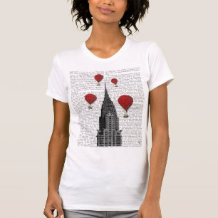 Chrysler-Gebäude und Rot - Heißluft-Ballone T-Shirt