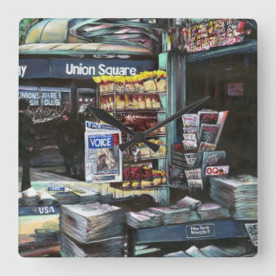 Chrysocolia Morning, Union Square, NYC Quadratische Wanduhr