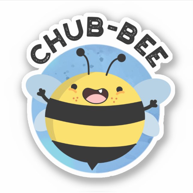 Chub-Bee Funny Chubby Bee Pun Aufkleber (Vorderseite)