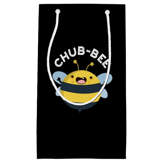 Chub-bee Funny Chubby Bee Pun Dark BG Kleine Geschenktüte (Vorderseite)