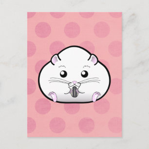 Chubby All White Russian Zwarf Hamster Postkarte